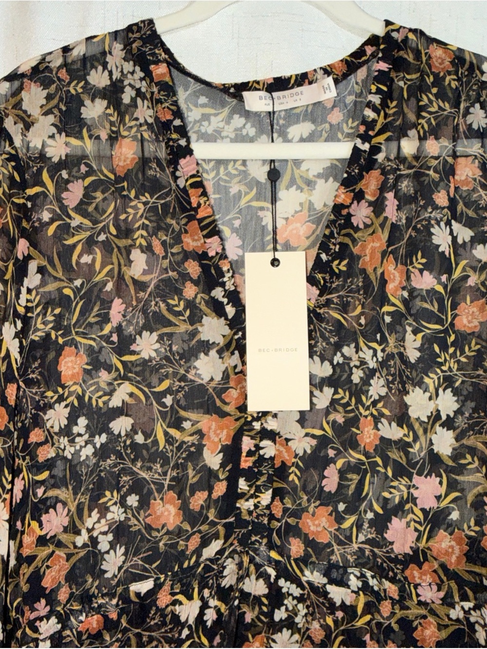 Bec and Bridge Nightshade Silk Floral Long Sleeve Tiered Maxi Dress Sz 4 Boho - Picture 15 of 16